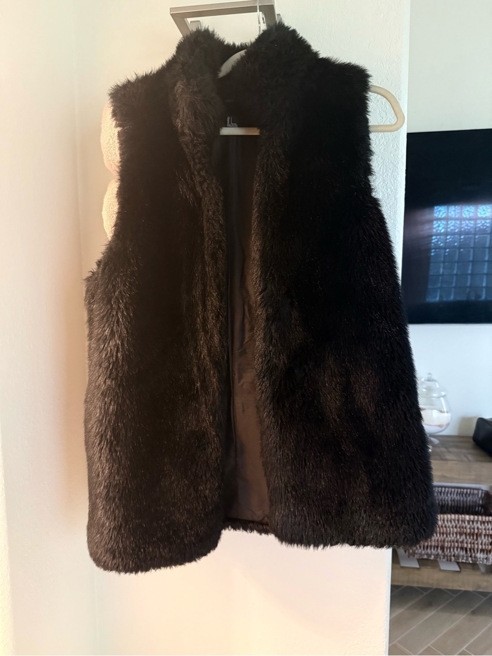 Women's Black Faux Fur Vest